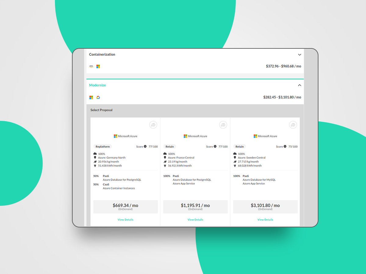 cloud proposal comparison in txture