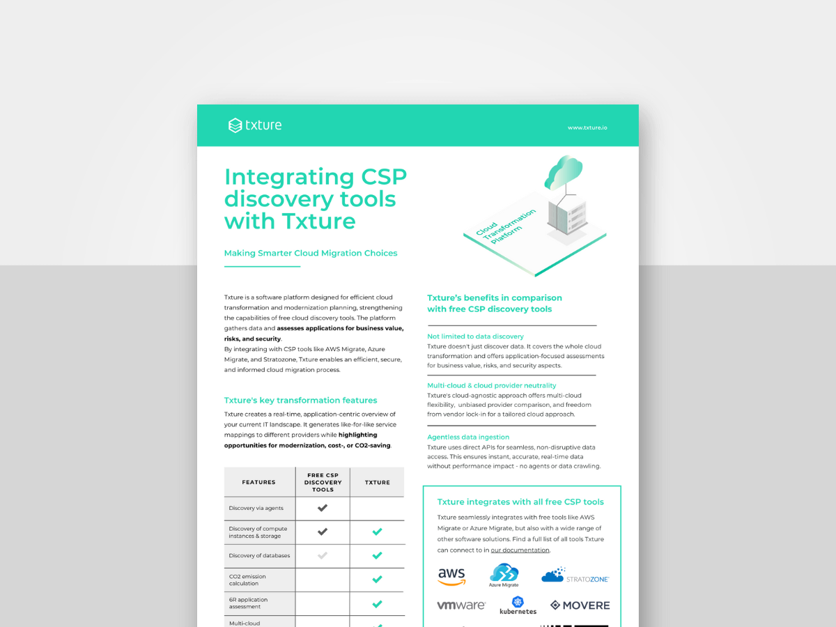 Txture compared to cloud service provider discovery tool