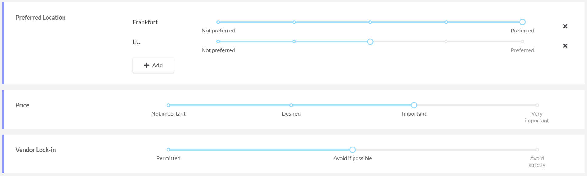 Cloud Strategy settings