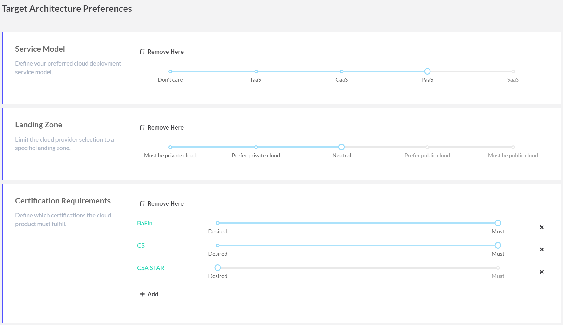 Target Architecture Preferences