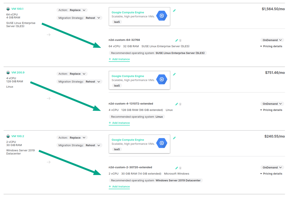 Google custom machine type configuration