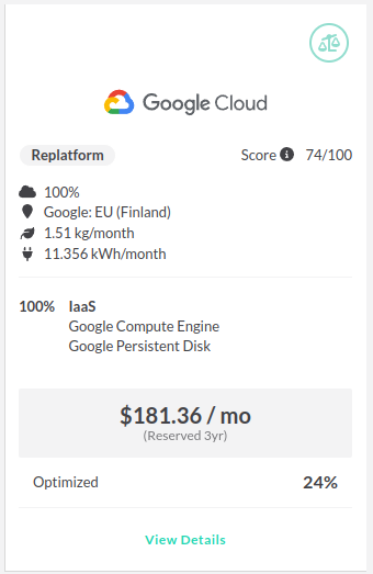 google cloud replatforming proposal overview card in txture