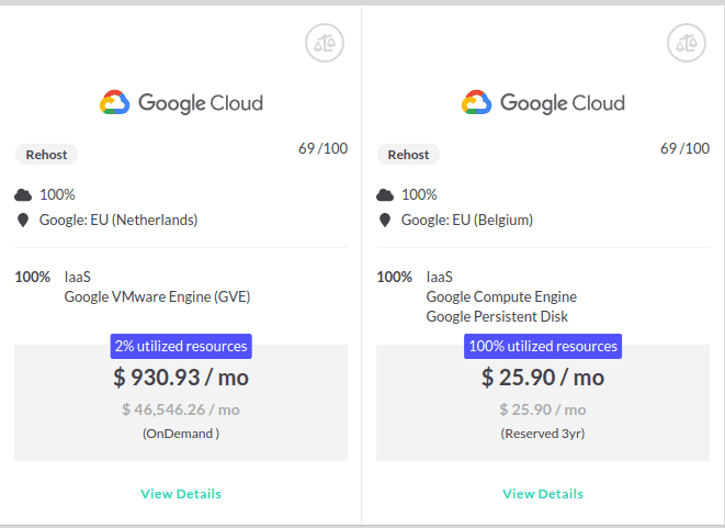 cloud proposal comparison