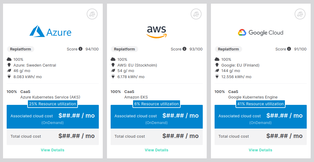 Cloud provider comparison for rehosting a Kubernetes-based application